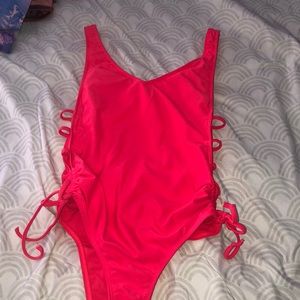 bright red one piece